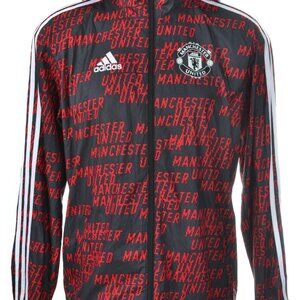 Adidas Manchester United Nylon Glanz Anthem Jacket Red Black Mens Size L